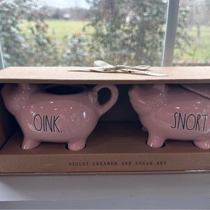 Rae Dunn SNORT and OINK Cream & Sugar Set